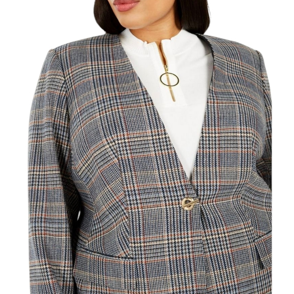 Calvin Klein Women’s Blazer Suit‎ Jacket NWT Plaid Dark Academia Professor 14W - Picture 7 of 16